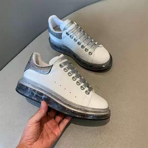 Trendy New Men's Height-Increasing Casual White Shoes with Air Cushion, Chunky Sole Sneakers for Women and Couples, Korean Fashion Style