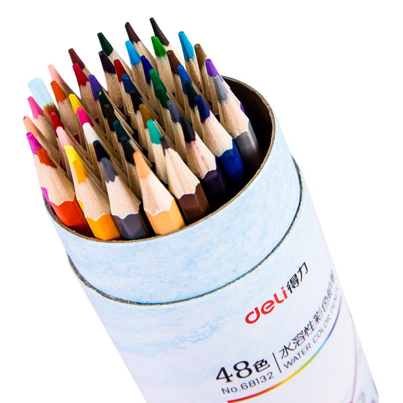 Deli color lápiz 12/24/48 color hexagonal Rod Escuela Primaria pintura de los niños soluble en agua color plomo