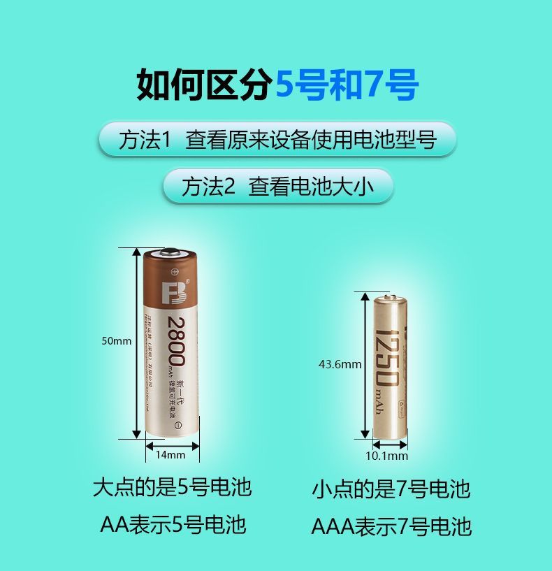 Fengbiao Rechargeable Battery No. 7 1250 Mah Ni-Mh No. 5 No. 7 Kidsren's Toys Rechargeable Environmentally Friendly Universal Battery
