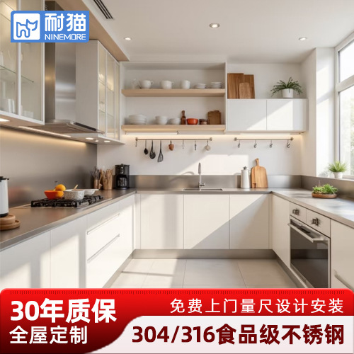 佛山厂家304不锈钢橱柜定 制港澳厨房橱柜外贸厨房收纳整体橱柜