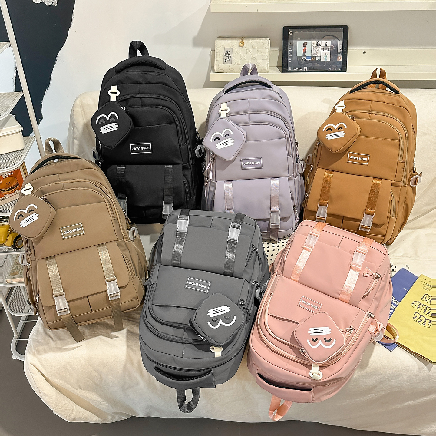 Bolsa de viaje japonesa coreana de gran capacidad JIAYISTAR JIAYISTAR campus de alto valor facial bolsa de escuela secundaria para mujeres