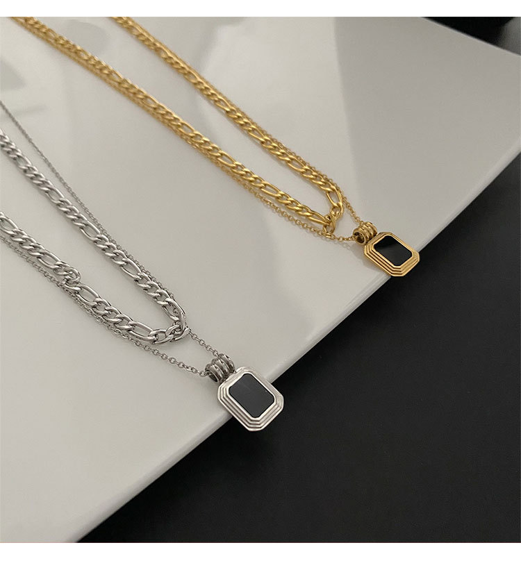 Women'S Gender Vacuum Plating Real Gold Plated 18K Gold Gold Plating Silver Plated Geometric 304 Stainless Steel Fashion Waterproof Non Tarnish Titanium Steel Layered Necklaces