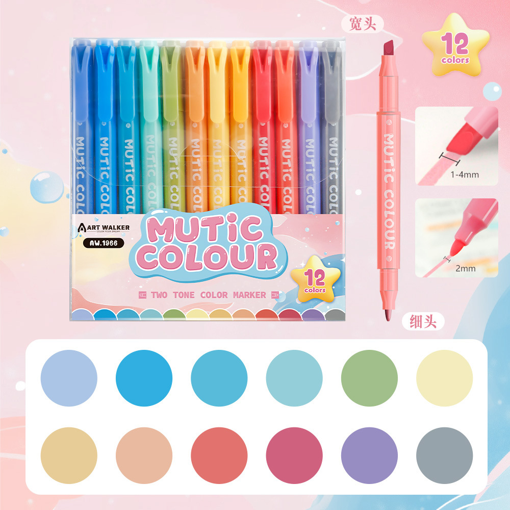 Morandi juego de resaltadores de dos cabezas, marcadores de estudiantes, resaltadores de marcado, protección ocular, marcadores de pintura de cuentas de mano