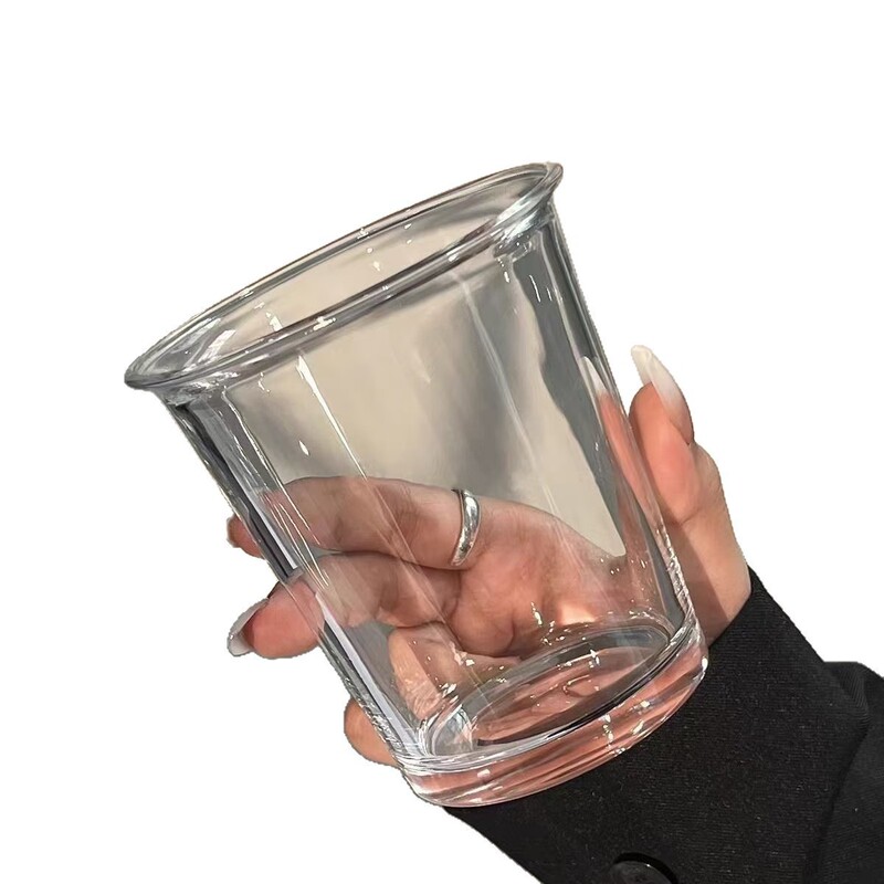 小众ins风透明翻口杯高级感玻璃杯耐热早餐牛奶杯拿铁咖啡杯简约|undefined