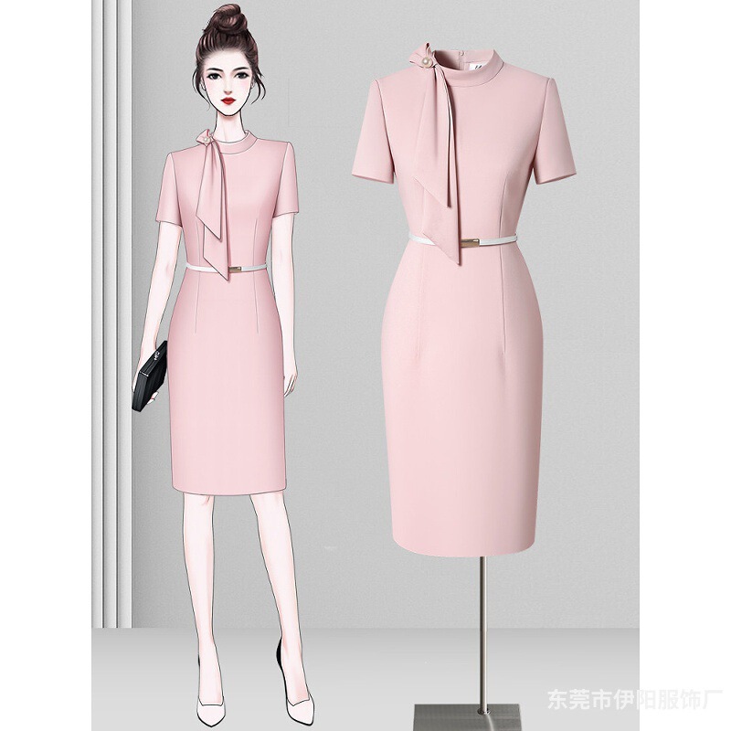 High-End Professional Dress for Women, Summer Style, Elegant and Fashionable, Suitable for Medical Beauty and Dental Reception Work, Beauty Salon Uniform