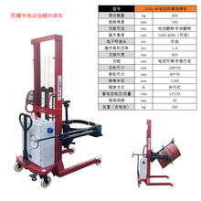 防爆电动油桶倒料翻转机圆桶堆高搬运车2吨电瓶液压升降装卸叉车