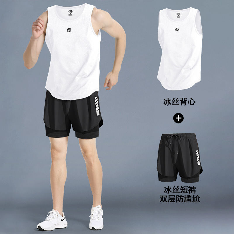衣類 メンズ サマーショーツ ベスト ランニング用品 陸上競技 マラソン バスケットボール トレーニング 速乾 スポーツスーツ 工場|undefined