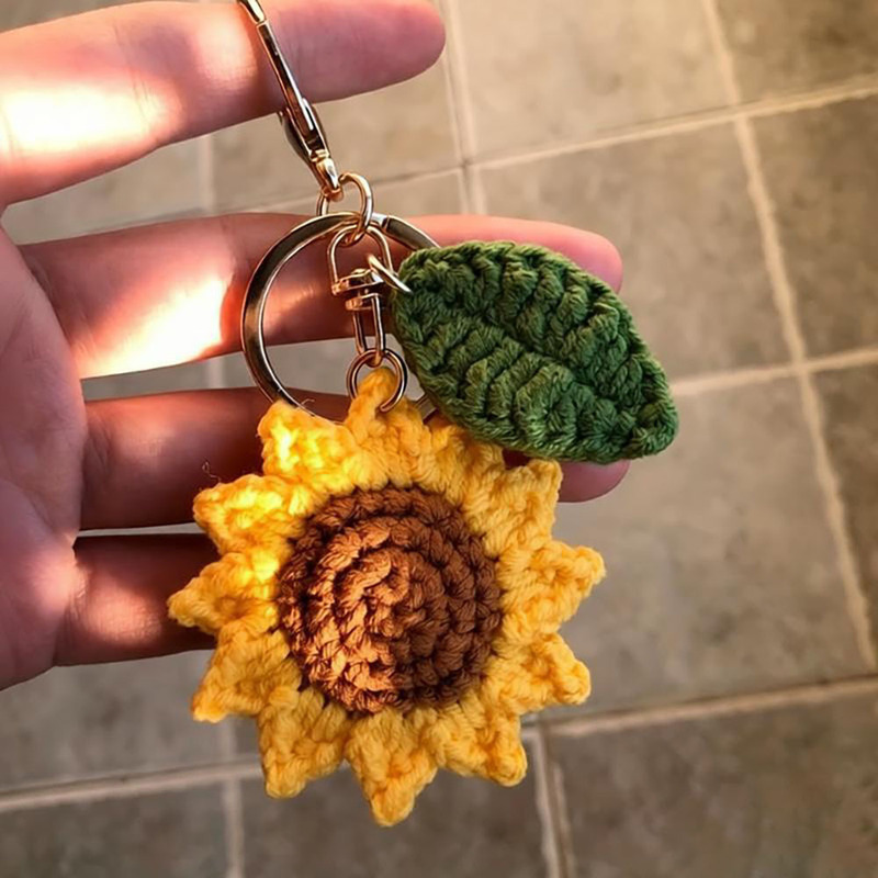 Sunflower Leaf Keychain Student Cross-Border Keychain Sunflower Keychain Pendant Bag Pendant