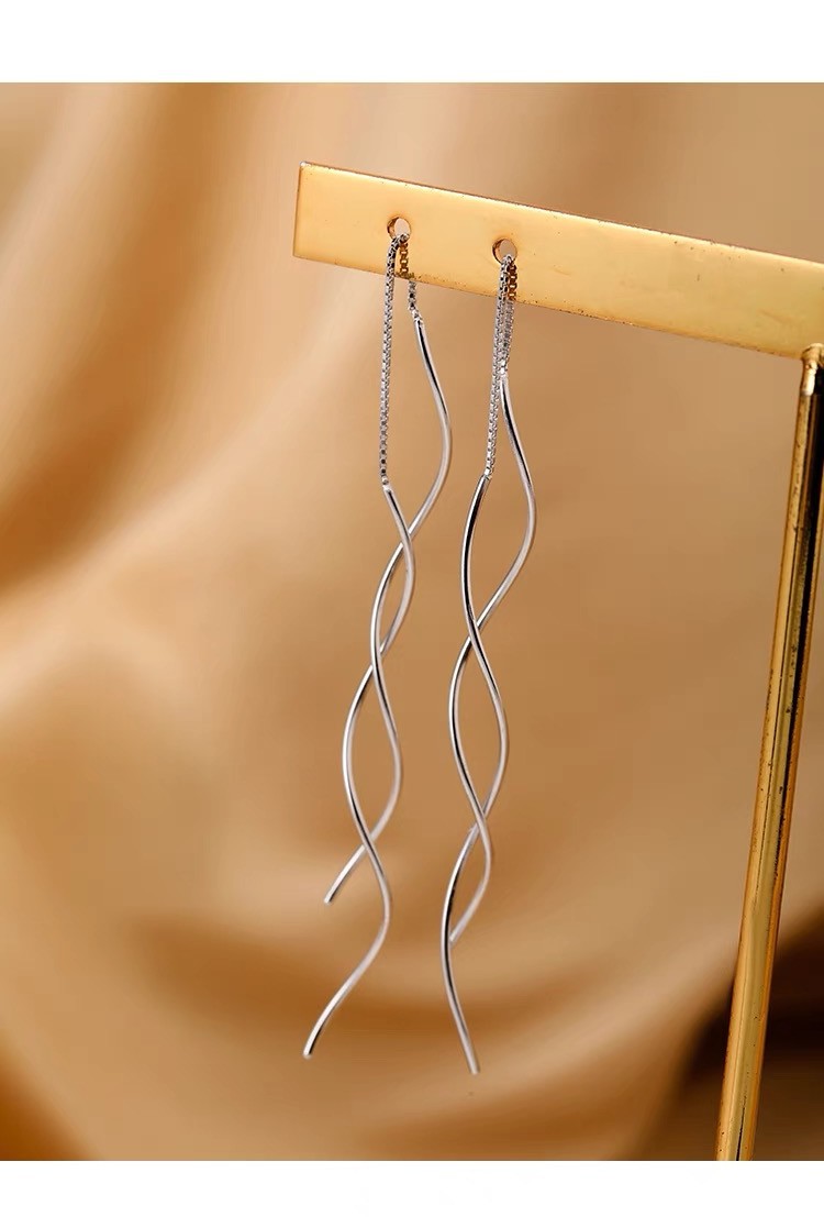 925 Sterling Silver Material 1 Pair 925 Sterling Silver Solid Color Drop Earrings