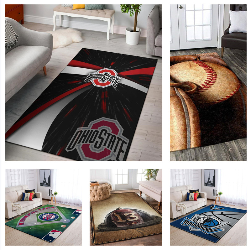 Procesamiento personalizado rectangular alfombra de piso de sala de estar doméstica nórdica ligera de lujo alfombra impresa 3D puerta de entrada dormitorio pegamento antideslizante