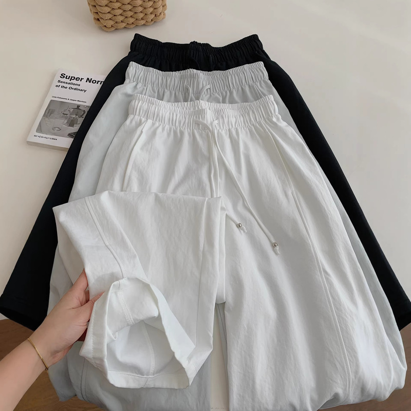 Minimalist Relaxed Style Lightweight Yamamoto Pants for Women, Spring and Summer Lazy Style, Solid Color Versatile Casual Mid-Line Cropped Curved Pants Minimalist Relaxed Style Lightweight Yamamoto Pants for Women, Spring and Summer Lazy Style, Solid Color Versatile Casual Mid-Line Cropped Curved Pants