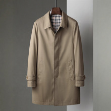 卡其色男士风衣外套中长款翻领青年夹克商务休闲春秋大衣