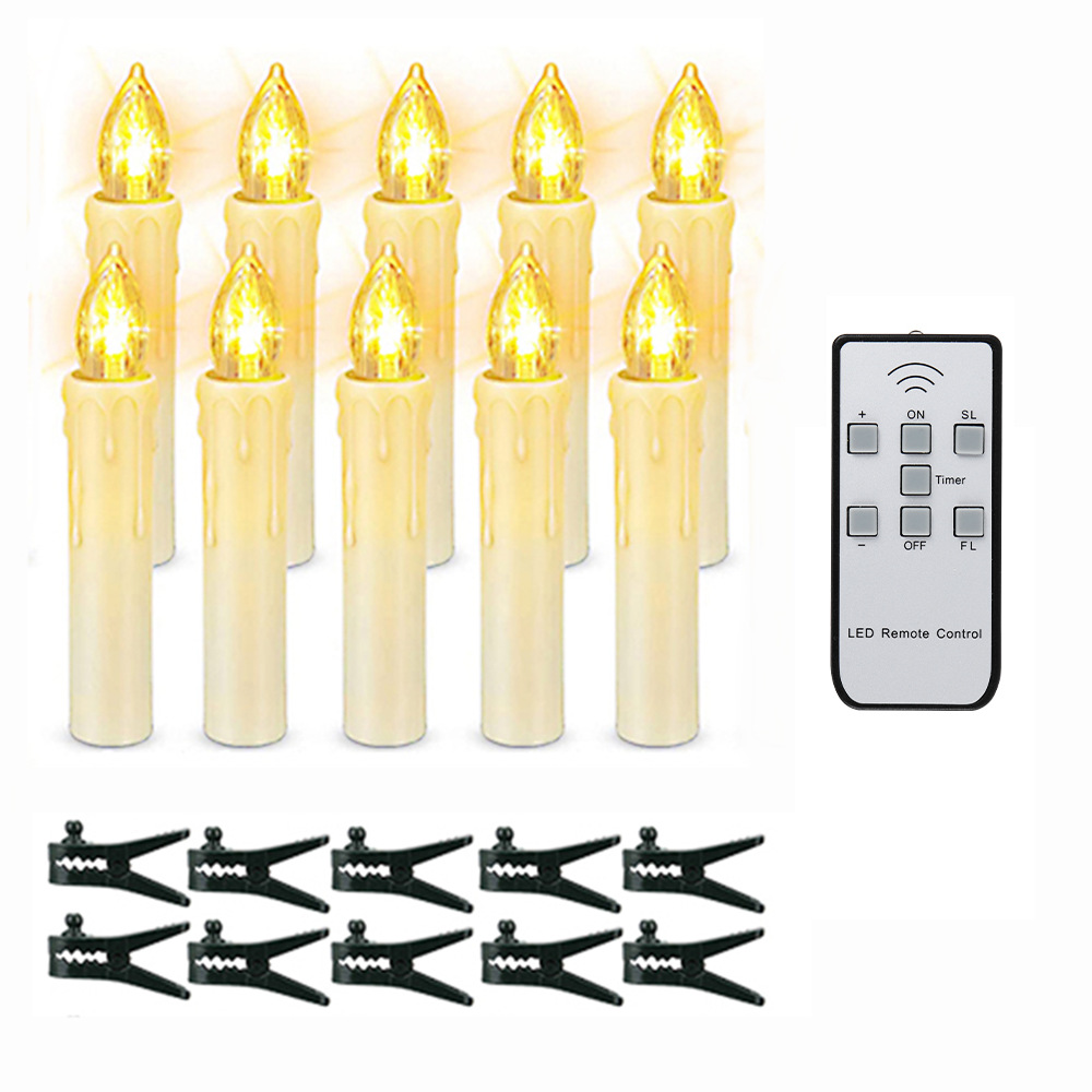 Clip de árbol de navidad vela con accesorios de gancho lámpara de mantequilla decorativa ventana luz de vela control remoto barra electrónica cera transfronteriza