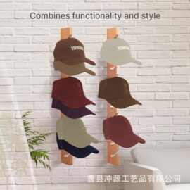 帽架 适用于墙壁带挂钩棒球帽收纳垂直帽钩展示架存储壁挂式帽架