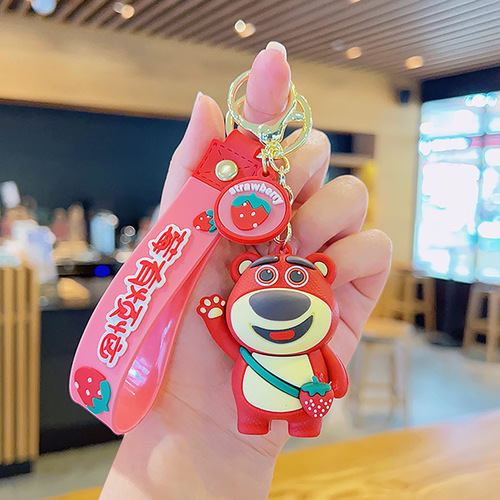 Cute Cartoon Strawberry Bear Keychain Pendant | Stress-Free Berry Doll Accessories for Women | Wholesale Car Key Chains & Charms