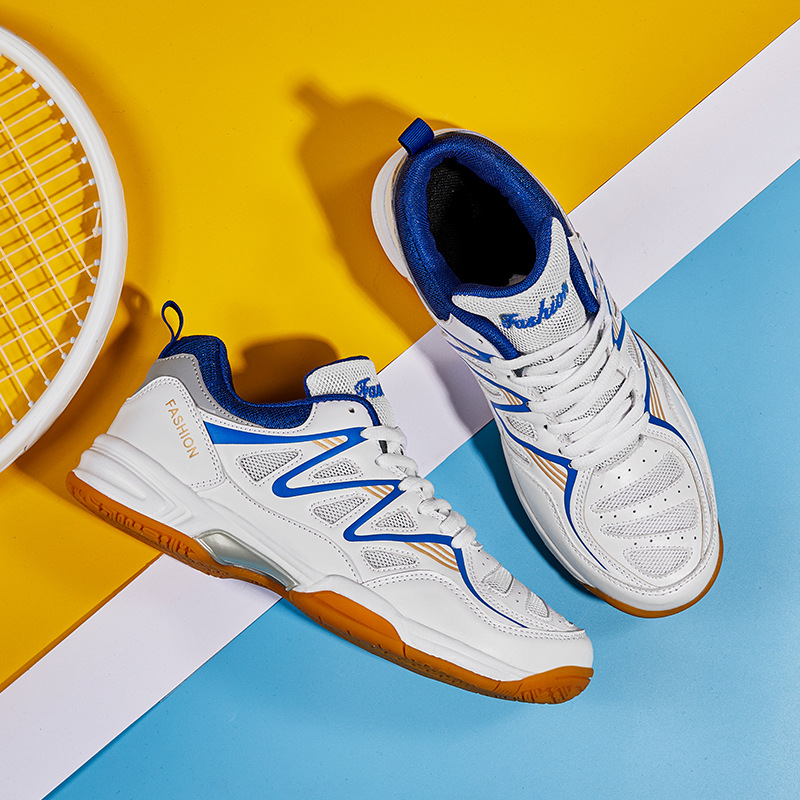 Nuevos zapatos de bádminton transfronterizos para hombres y mujeres respirables antideslizantes zapatos de tenis de mesa zapatos de entrenamiento de competencia zapatos de tenis al por mayor