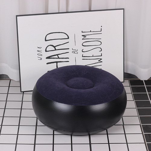 Thickened lazy inflatable sofa footrest, foldable deck chair outdoor footrest, flocked footrest, inflatable round stool