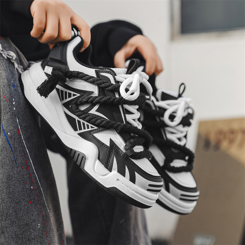 Novos sapatos esportivos masculinos de outono de 2024, sola grossa e antiderrapante, versão coreana, moda moderna, design de nicho, sapatos de pão_voghion.com