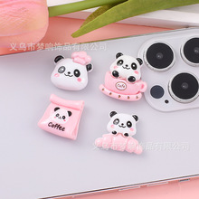 爆款卡通粉色熊猫树脂配件 diy手机壳装饰耳机壳洞洞鞋水杯收纳盒
