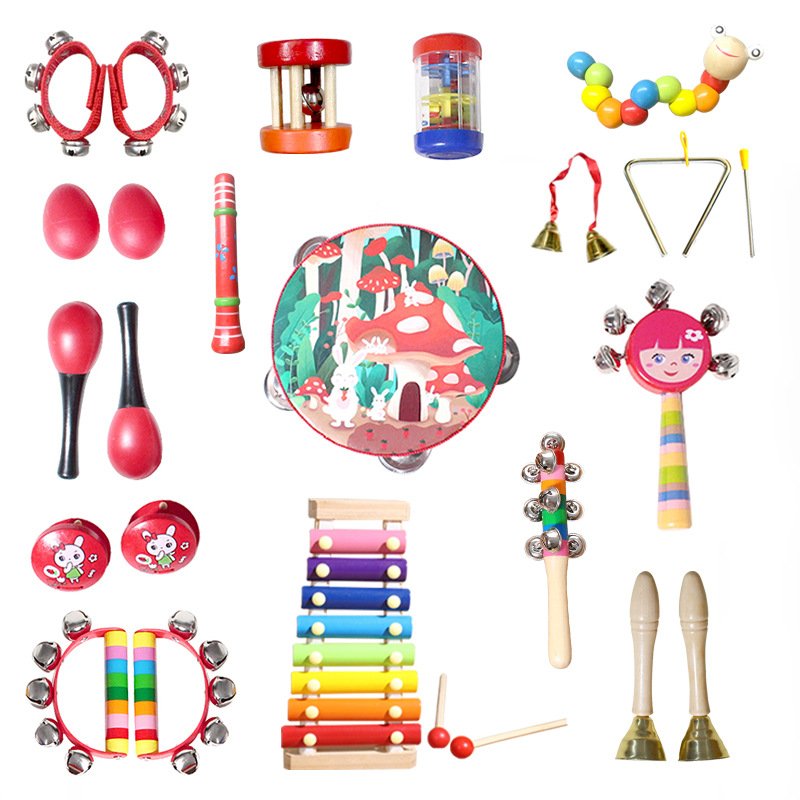 Conjunto de instrumentos musicales Orph 13 piezas juegos de música de percusión infantil juguetes auxiliares de enseñanza rojo