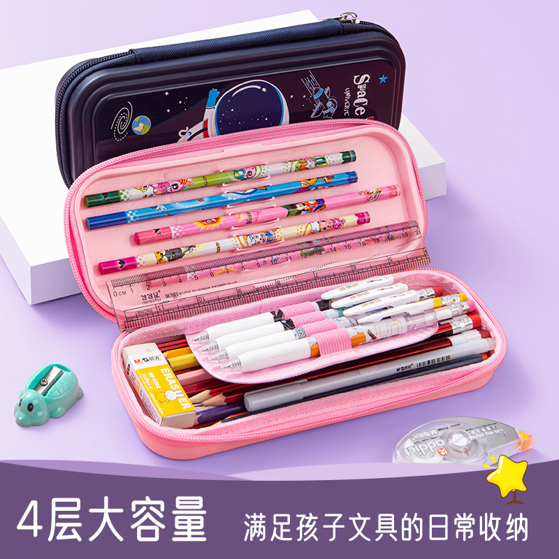 Procesamiento personalizado dibujos animados lindos caja de papelería impresa LOGO plástico al por mayor pp impermeable bolsa de lápiz caja de lápiz