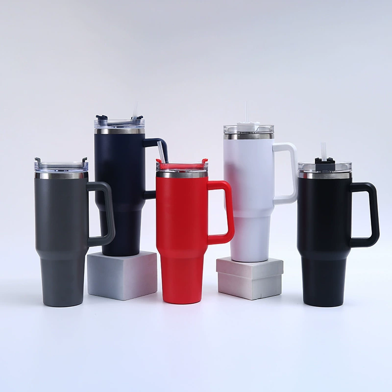Travel handheld capacious glass stainless steel, tea cup, straw, 40 oz, stainless steel AISI 304