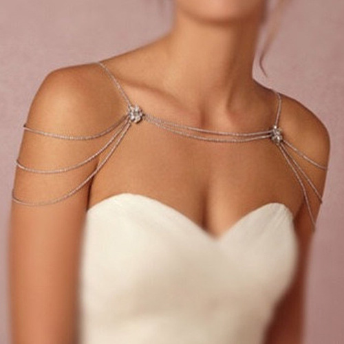 Amazon best-selling floral-style water diamond shoulder chain, bride ethnic multi-layer shoulder ornament, cross-border accessory body chain