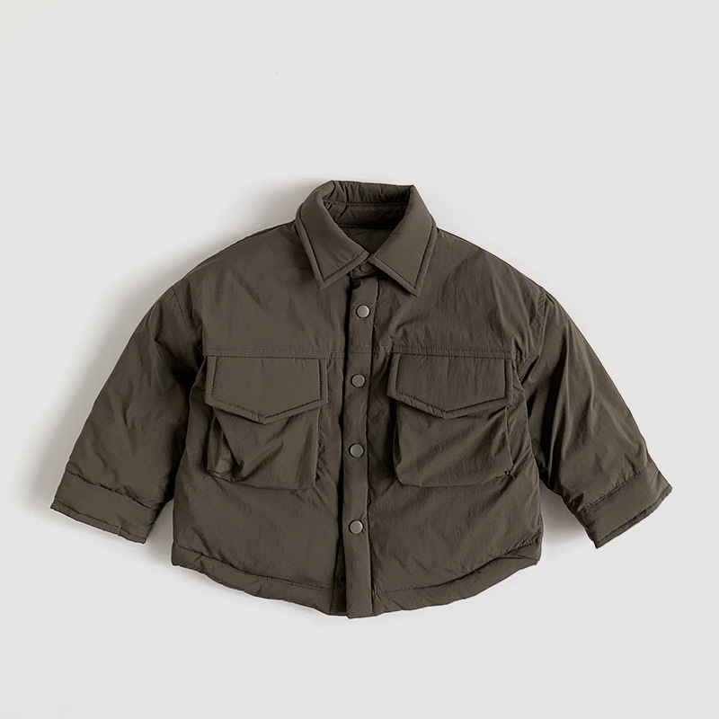 Blanca camisa de plumón infantil de invierno 2025 nuevo estilo para niños y niñas de moda coreana chaqueta de plumón de moda ropa de moda infantil