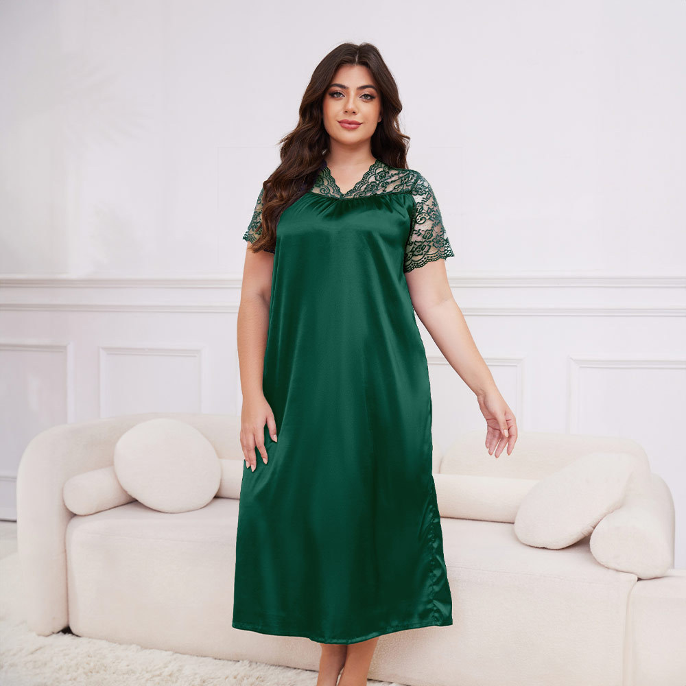 Transfronterizo tamaño nuevo pijama de seda de hielo damas primavera y verano pijama de mangas cortas suelta ropa casera casera SQ22094