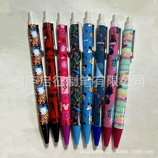 白杆热转移花膜圆珠笔按动式花膜油性笔学生原子笔印刷图案原子笔