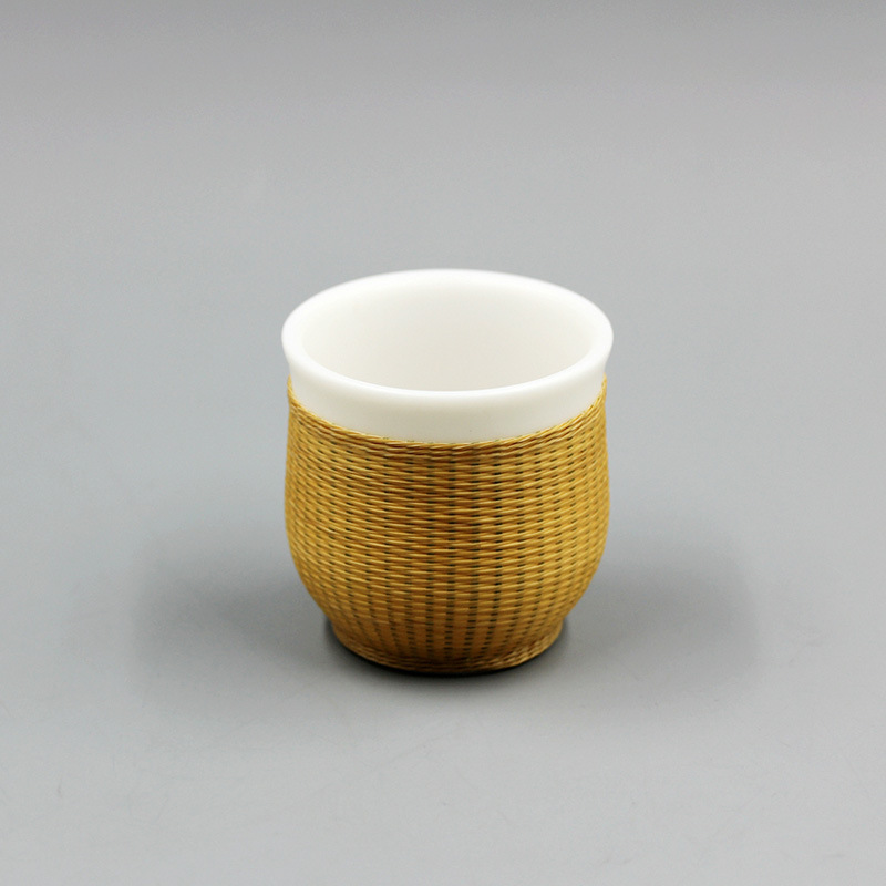 woven ethnic tea cup white jade