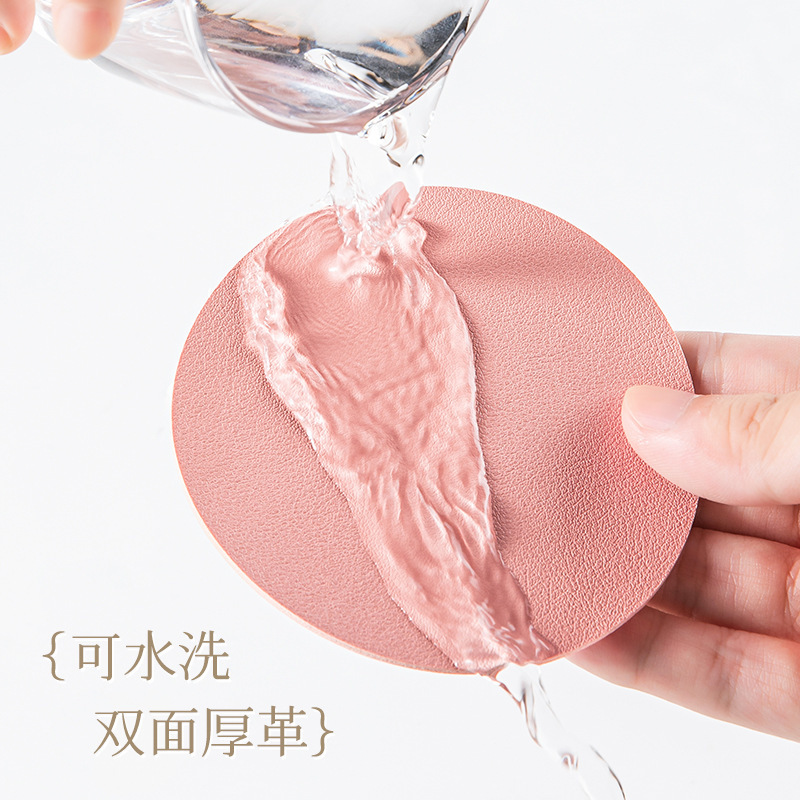 円形カップマットpu皮革広告活動製品滑り止め防水カップマット現物カスタム印刷可能企業ロゴ|undefined