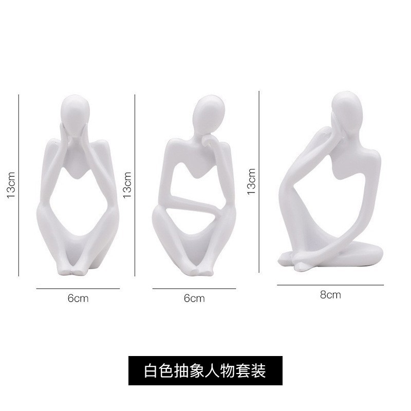 北欧のアイデアの小さいサイズの沈黙は金のカバーの3つの抽象的な樹脂の彫刻で飾られています。|undefined
