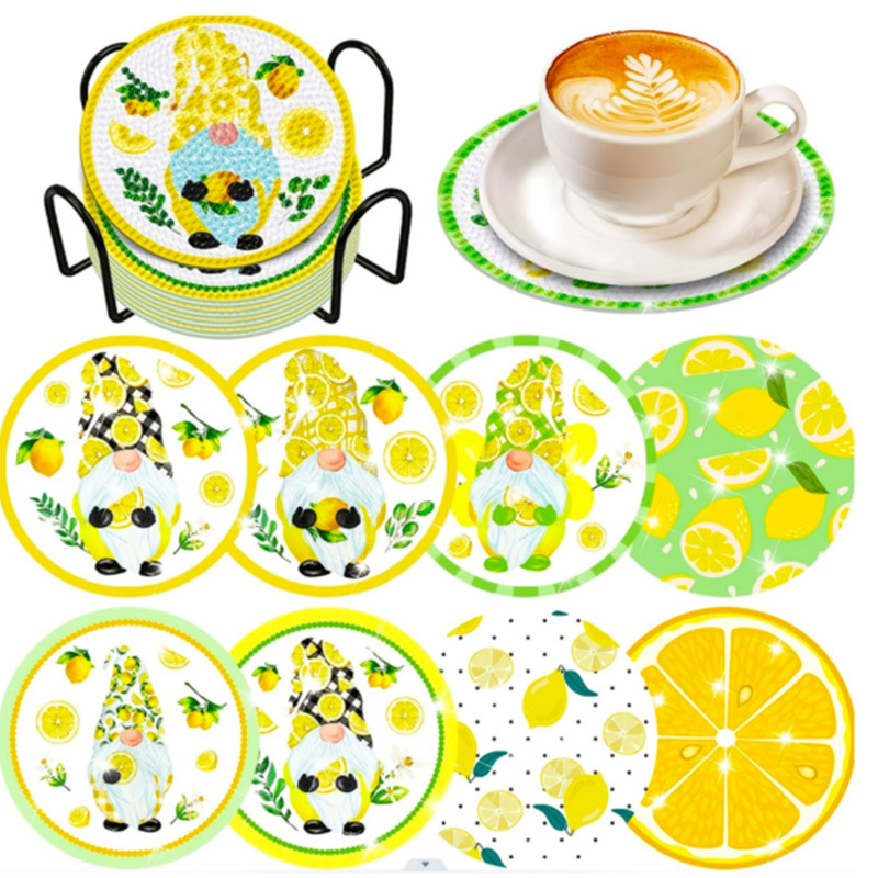 Personalizada taza de pintura de diamante transfronteriza almohadilla de taza de diamante redonda almohadilla mandala perimetral de pintura de diamante DIY