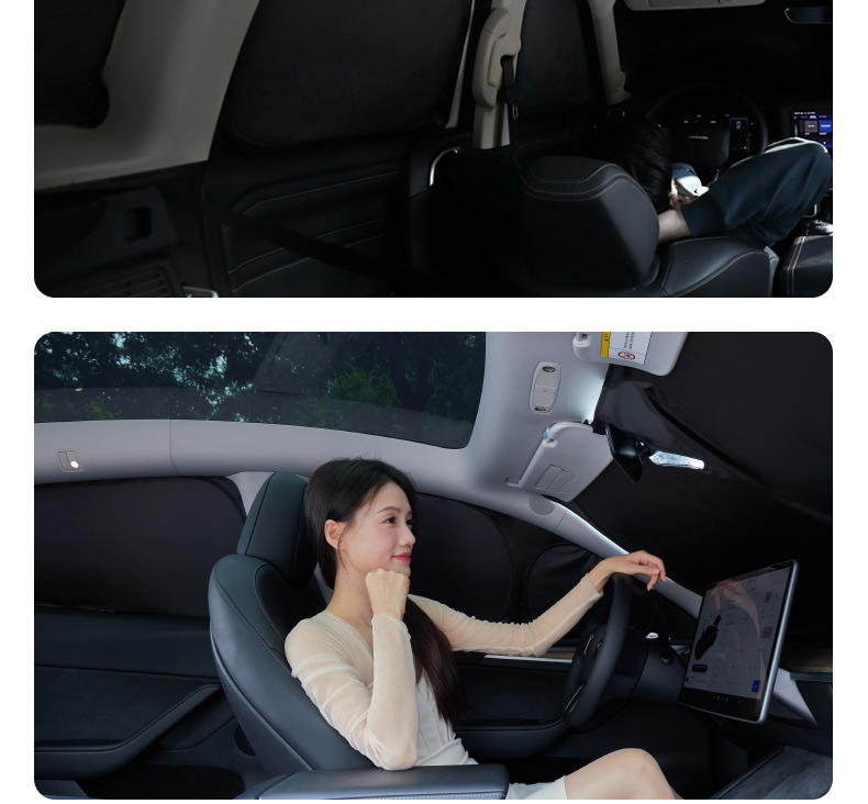 Suitable for Tesla Model Y, Special Graphene Sunshade Curtain for Camping, Privacy Insulation, Sun Protection, and Uv Protection