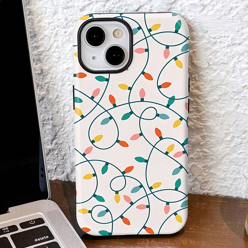 Ins Style Film Shell Light Bulb Graffiti Iphone15Promax/16/17/14 Two-In-One Mobile Phone Case Apple 13