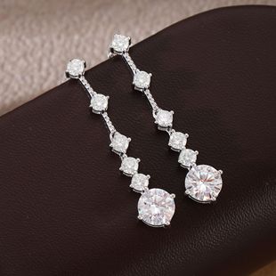 Source manufacturers sterling silver S925 Mosan diamond 3 karat earrings heavy long tassel earrings European and American fashion earrings