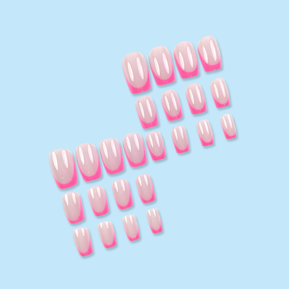 Polvo de venta transfronteriza francés de uñas largas, moda fresca y dulce, 24 piezas de parche de uñas falsas terminadas