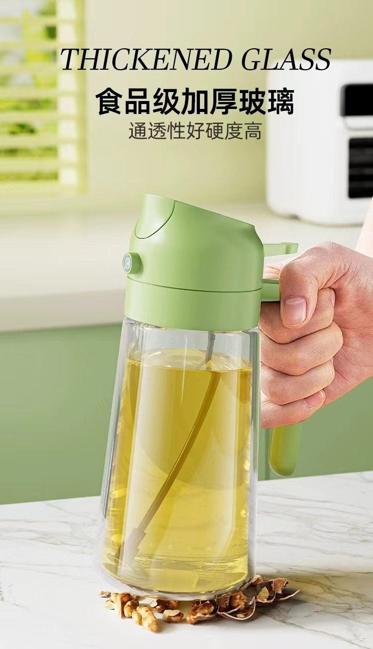 Wholesale 2-in-1 Oil Sprayer Pouring Pot Kitchen Food-Grade Spray Bottle Sealed Leak-Proof Non-Drip Oil Spray Pot Glass Oil Bottle