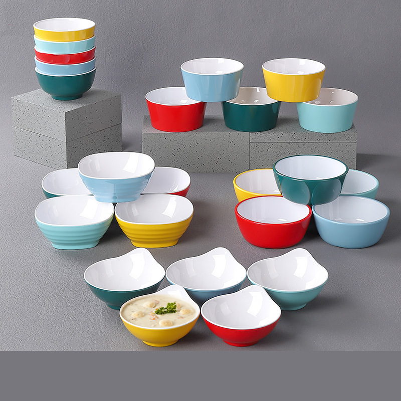 A8 melamine tableware two-color Nordic small soup bowl hot pot…