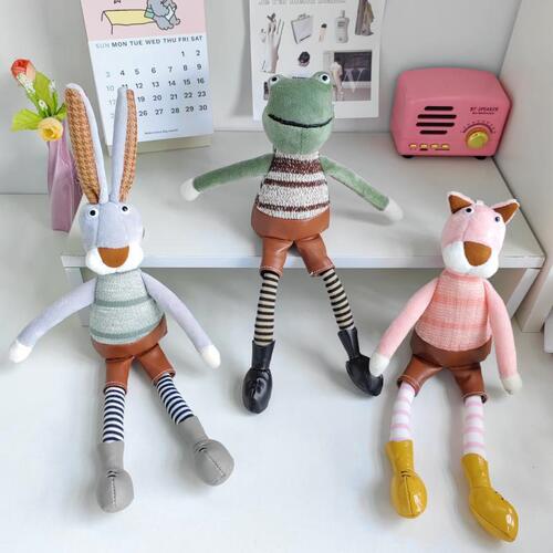Creative Keychain Cute Rabbit Cartoon Doll School Bag Pendant Long Legged Frog Plush Bag Pendant Wholesale