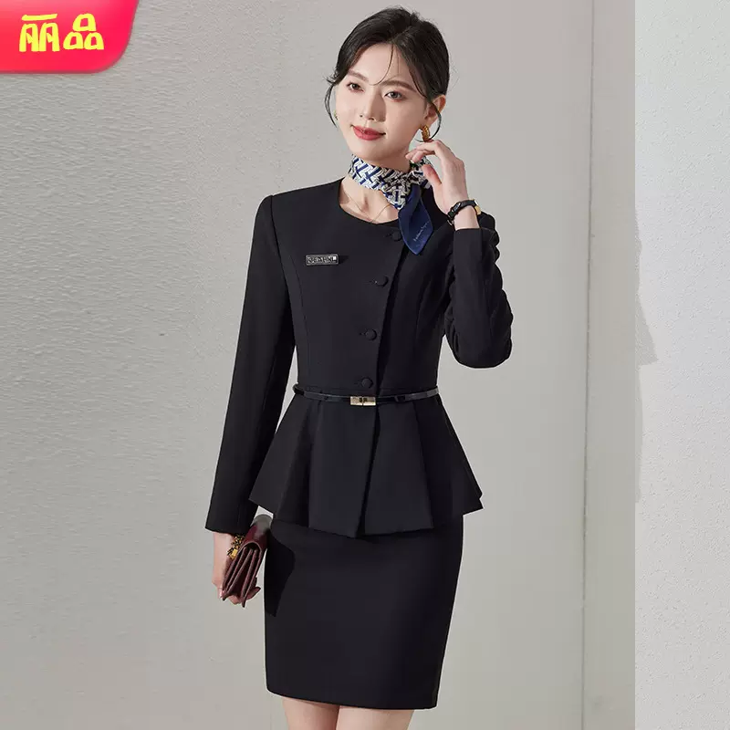 批发新款秋季女气质长袖西装职业装女套装大酒店前台珠宝店工作服
