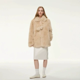 气质优雅中古奶霜球环保狐狸毛染尖可爱年轻款毛毛皮草外套女秋冬