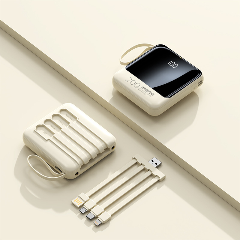 Batería Externa Compacta de 10000 mAh con Carga Rápida de 22.5 W, Cable Integrado, Color Rojo Rosa, Fuente de Alimentación Móvil, Regalo, Logotipo, Carga Rápida