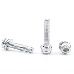 304 stainless steel plum blossom three combination screws plum blossom round head flat spring washer three combination screws bolts M4/M5/M6