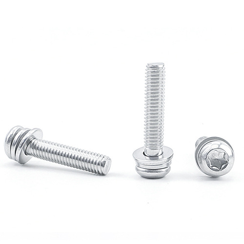 304 stainless steel plum blossom three combination screws plum blossom round head flat spring washer three combination screws bolts M4/M5/M6