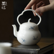 墨己手绘秋水兰花陶瓷提梁壶功夫茶具陶瓷家用泡茶壶葫芦球孔过滤