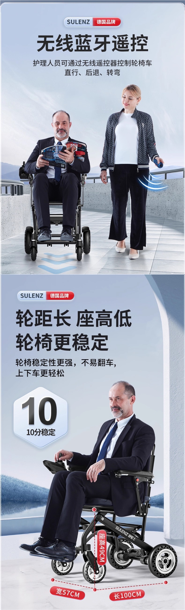 Shulenshi Electric Wheelchair Lightweight Folding Intelligent Fully Automatic Elderly Special Disabled Four-Wheel Scooter Ultra-Light