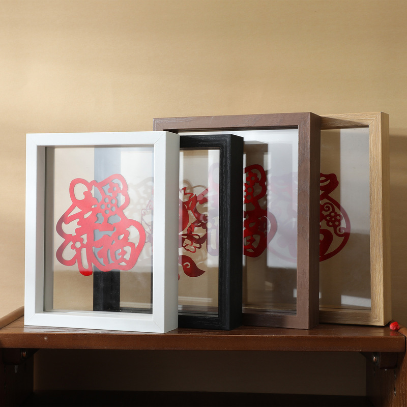 DIY Paper-Cut Photo Frame with Empty Frame, Double-Sided Transparent Glass, Wooden Frame, Tabletop Display with Fortune Character Pattern, Framed Solid Wood Ornament, Picture Frame DIY Paper-Cut Photo Frame with Empty Frame, Double-Sided Transparent Glass, Wooden Frame, Tabletop Display with Fortune Character Pattern, Framed Solid Wood Ornament, Picture Frame