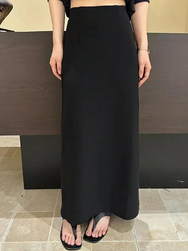 韩系女装设计感黑色假两件斜肩上衣半身长裙宽松显瘦春秋气质套装|undefined